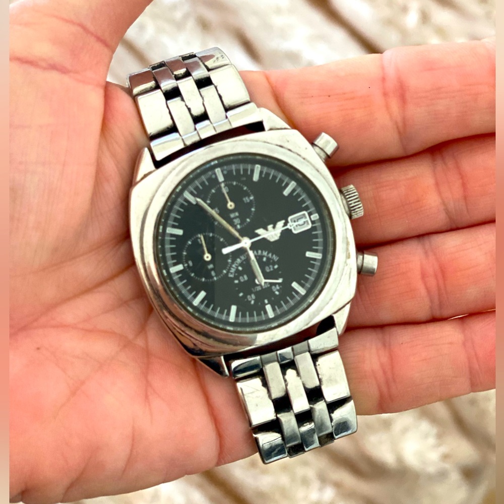 🔥Armani super rare limited Silver Chronograph Men's Watch